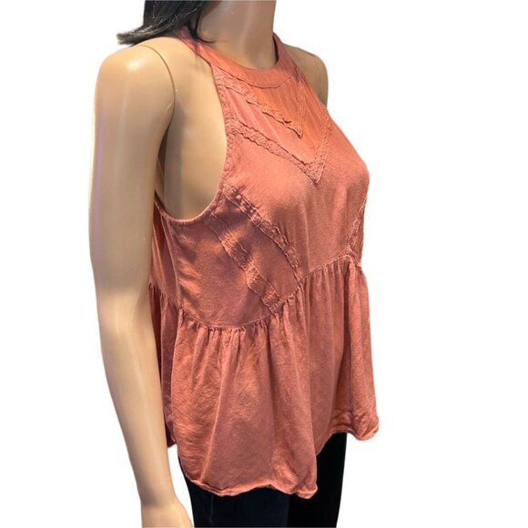 (6 for $25)Eyeshadow Boho Sleeveless Halter Peplum Babydoll Top size small - Picture 3 of 8